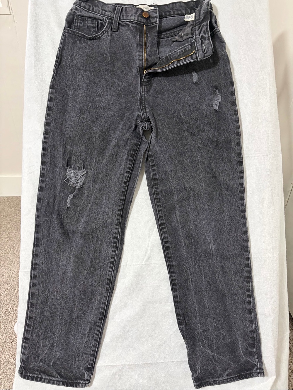 Universal Thread Black Washed Straight Leg Jeans with Distressed Details